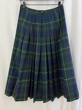 Vintage Pendleton Green Plaid Wool Midi Skirt Womens Size 10